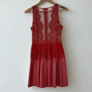 MaxAzria Red Lace Cocktail Dress